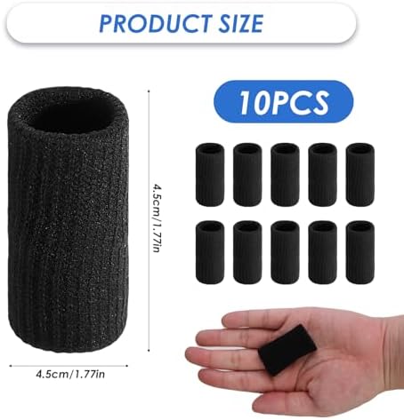 10 Pcs Finger Compression Sleeves, Thumb Sleeve and Digit Wrap with Joint Protection, Secure Support, Compression Sleeves plus Finger Protectors for Sports, Gaming, and Daily Use (Black)
