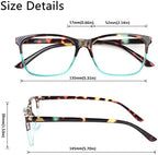 Henotin 4 Pack Ladies Reading Glasses Blue Light Blocking Spring Hinge Readers Anti Eyestrain Computer Eyeglasses (Multicolor, 1.75)