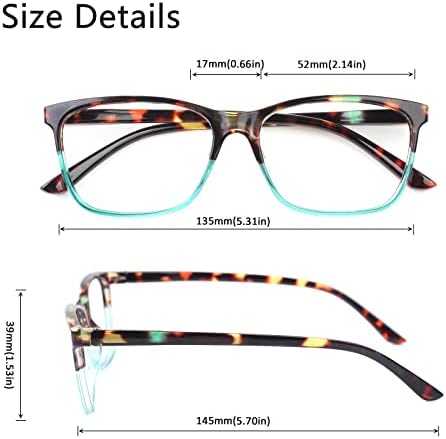 Henotin 4 Pack Ladies Reading Glasses Blue Light Blocking Spring Hinge Readers Anti Eyestrain Computer Eyeglasses (Multicolor, 1.5)