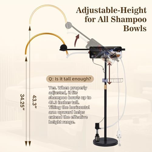 Freestanding Head Spa Equipment, Height & Angle Adjustable Water Circulation Frame, Shampoo Bowls Accessories Japanese Waterfall Head Spa Scalp Massage for Salon & Home Use