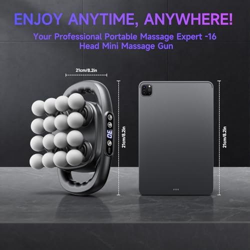 16 Head Mini Massage Gun, 3 Modes and 30 Intensities, Upgraded Deep Tissue Massage Gun for Back, Shoulders, Legs, Body Muscle Pain Relief, Valentine's Day Gifts