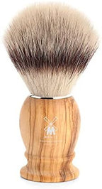 MÜHLE Classic Olive Wood Medium Silvertip Fiber Shaving Brush - Synthetic Luxury Shave Brush for Men, Rich Lather