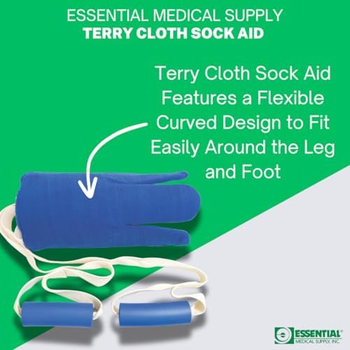 Essential Medical Supply Terry Cloth Sock Aid - Easy to Use Sock Helper Device for Daily Living for Seniors, the Elderly or Anyone Who Needs Help Dressing