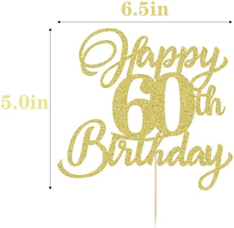 Happy Birthday Cake Topper,for Celebrating Happy Birthday Anniversary Theme Party Cake Decorations (60 gold)
