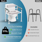 Extra-Wide 3-in-1 Adjustable Toilet Seat Riser with Premium Padded Seat & Support Rails – Ultra-Stable Elevated Commode and Shower Chair for Seniors & Elderly – Heavy-Duty 350lb Safety Frame
