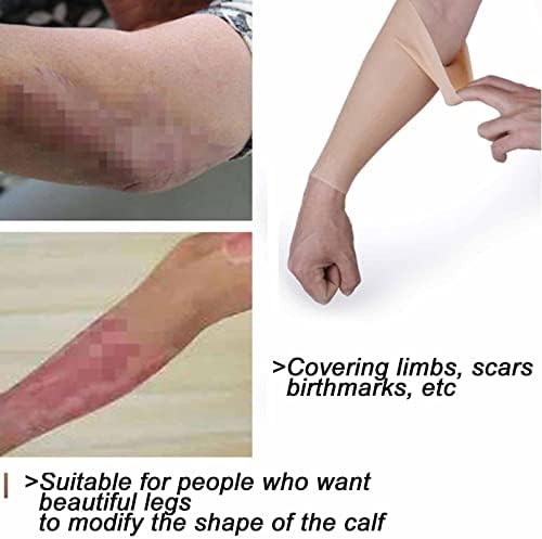 Silicone False Calf,Realistic Fake Calf Leg Silicone Sleeve,Silicone Arm Concealer Cover,for Arm Calf Scar Tattoo Birthmark Obscuration(1PCS,Large)