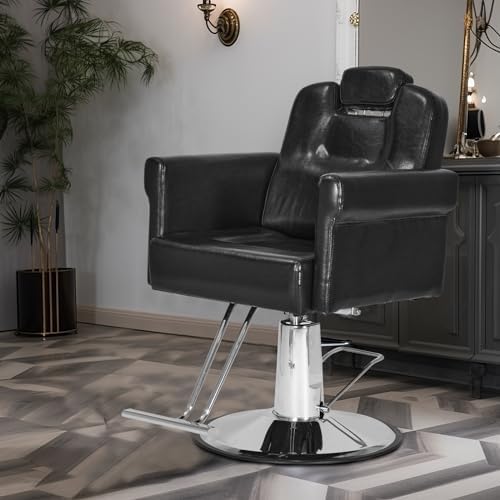Comie Barber Chair Recliner Salon Chair Hair Spa Chair with Hydraulic Pump, Removable Headrest, Adjustable Height 360 Degrees Swivel for Hair Salon Equipment