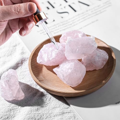 JOHOUSE 6PCS Natural Pink Rose Quartz,1.2-1.6"Rough Stones Large Raw Crystals Bulk Healing Gemstones for Reiki, Tumbling, Fountain Rocks