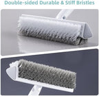 MOPALL Floor Scrub Brush with Long Handle 55", Dual-Sided Stiff Bristle Grout Brush with 180° Rotatable V-Shape Head, Heavy Duty Shower Cleaning for Bathroom Tile, Patio, Deck, Garage, Pool & Corner