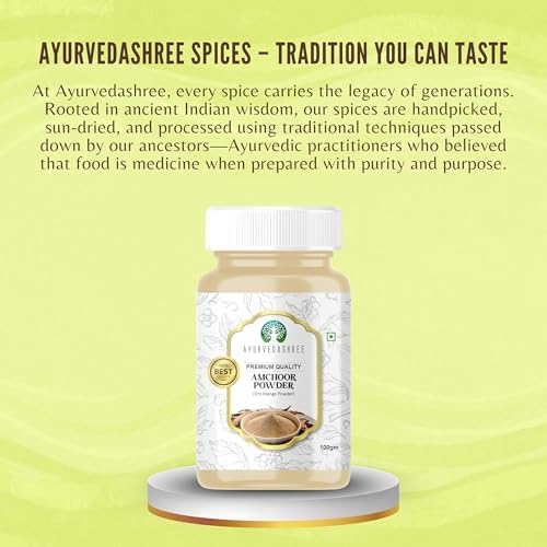 AYURVEDASHREE AMCHOOR POWDER 100g All Natural | Salt Free | Vegan | NON GMO | Amchur (Dried Mango) Ground | Indian Origin (Amchoor Powder/Dry Mango Powder)