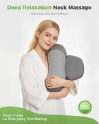 3-in-1 Neck Massager Pillow for Pain Relief Deep Tissue with Heat, Cordless & Rechargeable Massager with Traction for Neck Hump & Shoulder Comfort, Memory Foam Pillow for Home Office Travel