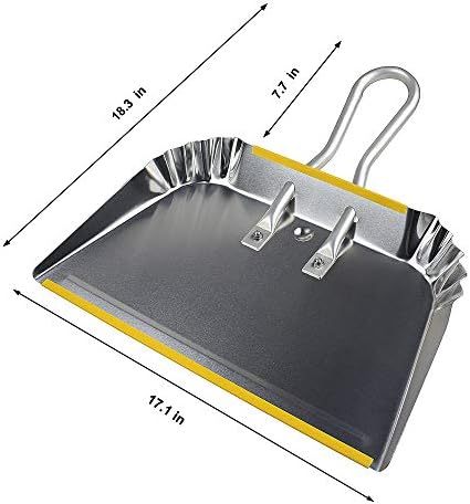 PHYEX 3-Pack 17" Heavy Duty Metal Dust Pans, Wide Dustpans for Household, Easy to Assemble