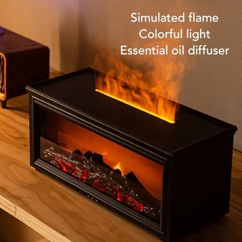 Flame Diffuser Humidifier, 2 80ml Essential Oil Diffuser with Remote Control, Quiet Auto Shut Off Aromatherapy Diffuser for Home Office Spa Gym (Black)