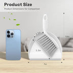 NACENA Handheld Dustpan and Broom Set – Mini Compact Brush Combo for Desktop, Sofa, Car & Kitchen Crumbs Small Cleaning Tool with Stiff Bristles, Grey