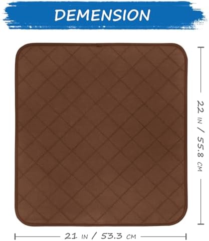 Waterproof Chair Pads for Incontinence Washable, 22" x 21" Under Pads for Adults Washable, 2 Pack Incontinence Chair Pads, Wheelchair Reusable Seat Pads Cover for Men, Women, Adults, Brown