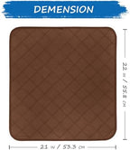 Waterproof Chair Pads for Incontinence Washable, 22" x 21" Under Pads for Adults Washable, 2 Pack Incontinence Chair Pads, Wheelchair Reusable Seat Pads Cover for Men, Women, Adults, Brown