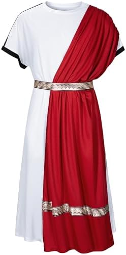 Men's Toga Costume - Greek God Roman Cosplay Outfit Halloween Robe Accessories Set