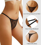 J-pone G-String Thongs for Women T-back Lace Hollow Out Low Waist Thongs Breathable Cheeky Sexy Underwear Panties 5Pack