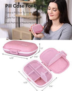 Holii Travel Pill Organizer, 8 Compartments Portable Pill Case, Daily Pill Box to Hold Vitamins, Small Pill Container for Pocket Purse Medicine Organizer（Pink）