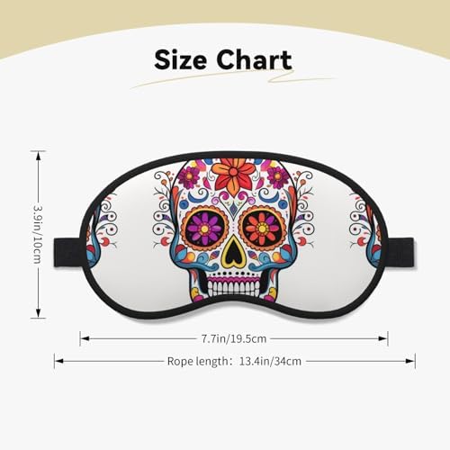 Sugar Skull Eye Mask for Sleeping Soft Satin Sleep Shade Cover Blindfold with Elastic Strap Travel Nap Blackout Eye Shade Cover for Women Men