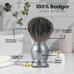 Perfecto 100% Original Pure Badger Shaving Brush, Engineered for The Best Gift For Him. All Methods, Safety Razor, Double Edge Razor, Straight Razor, Shaving Razor, Gift for Men
