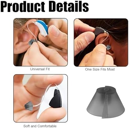 20 Pcs Tulip Hearing Aid Domes,Universal Replacement Ear Tips Kit for Standard Receiver BTE/RIC Hearing Aids,Dark Gray Split Ear Rub Piece Comfortable Great for Open Air