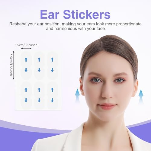 Ear Correction Stickers 30 Pcs, Invisible Ear Tape for Prominent & Big Ears, Transparent Silicone Patches for Adults, Painless Ear Contour Support for Flat Look