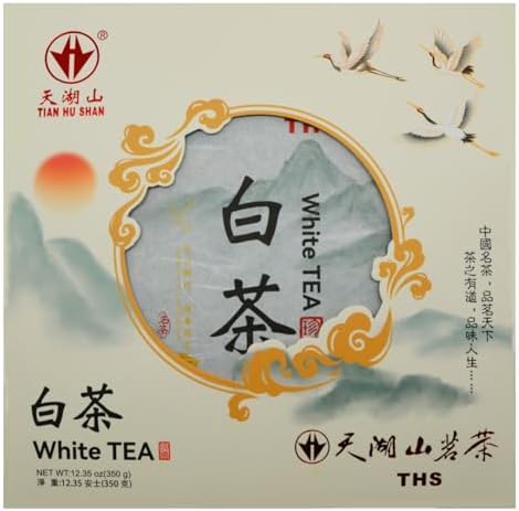 TIAN HU SHAN White Tea Cake, Premium White Peony Tea 12.35oz / 350g, Smooth & Fresh Taste Low Caffeine Chinese Tea