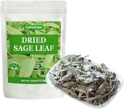 Dried Sage Leaves - 4oz (113g) | 100% Natural Culinary Herb | Culinary Grade, Non-GMO, Resealable Bag