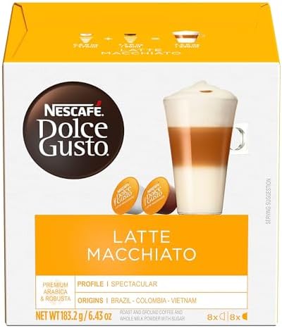 Nescafe Dolce Gusto Latte Macchiato Coffee, 16 Capsules/Box (NES27326)