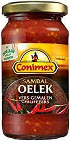 Conimex Sambal Oelek, Hot Chili Paste, 2 jar pack, 6oz/200g each