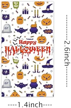 Limarqabel 120 Pcs Happy Halloween Candy Wrappers 1.4x2.6 Inch Candy Bar Wrapper Ghost Halloween Party Favors Mini Chocolate Candy Bar Wrappers Candy Stickers 4 Design (No Candy)