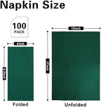 100 Pack Dark Green Paper Napkins, Disposable Linen Feel Guest Towels Cloth Like Hand Towels, Soft, Absorbent, Paper Hand Napkins for Christmas, Bathroom, Parties, Weddings, Dinners - 12" x 17"