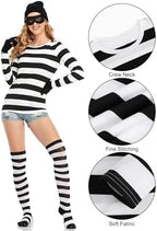 URATOT Women's Robber Costume Set Cosplay Thief Accessories for Halloween Party