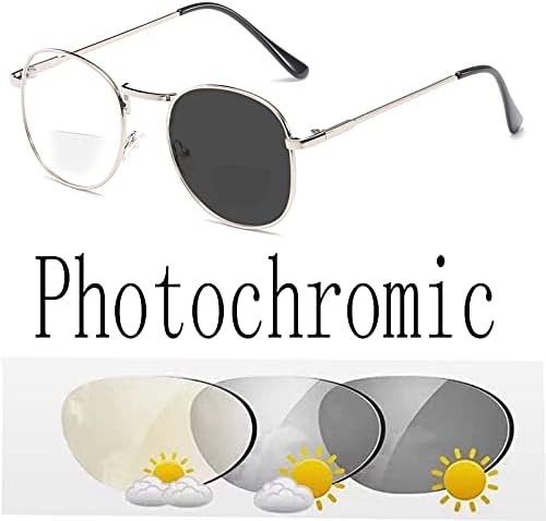 Photochromic Gray Bifocal Reading Glasses Transition Sunglasses Readers