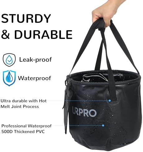 Collapsible Bucket, 20L Folding Water Bucket Lightweight Portable for Fishing, Camping, Outdoors, Picnic, Hiking, Beach, Car Wash, Garden
