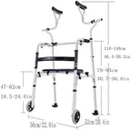 Standard Walkers, Old 2-Wheeled Walker with Double arm Support Walker with Foldable Standing Walker Lightweight Aluminium Frame (Color : A)