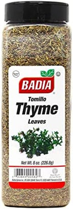 Badia Whole Thyme Leaves, 8 oz - Dried Herb for Cooking, Seasoning, and Marinades, Kosher, No Gluten