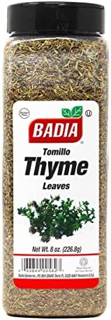 Badia Whole Thyme Leaves, 8 oz - Dried Herb for Cooking, Seasoning, and Marinades, Kosher, No Gluten