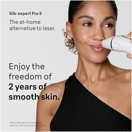 Braun IPL, Silk·Expert Pro 5, IPL Hair Removal for Women and Men, Permanent Laser Hair Reduction At-Home, 2 Heads, Pouch, Venus Razor, IPL5157