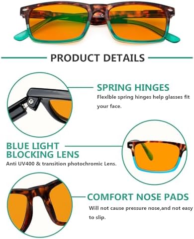 Eyekepper Multipack Orange tinted Blue Light Blocking Reading Glasses for Women Men Readers Computer Eyeglasses