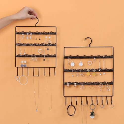 Hanging Jewelry Organizer, Earring Wall Holder Metal Jewelry Display Rack for Earrings Dangles Necklaces Bracelets Organizer - Iron Earrings Wall Rack for Dressing Room Bedroom (Small)