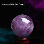 Natural Healing Crystal Balls Rock Stone Sphere 2.36" Chakra Crystal Ball with Wood Stand for Decorative Ball, Witchcraft Divination, Mineral Specimens,Amethyst