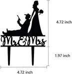 Mr and Mrs Wedding Cake Topper, Funny Gun Theme Wedding Bridal Shower or Anniversary Cake Topper (Gun)