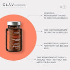CLAV Pomegranate Extract - 1000mg Daily Dose - 40% Ellagic Acid - Vegan Pomegranate Supplement - Heart & Joint Support - 60 Capsules - Made in Germany