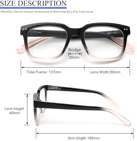 MMOWW Oversized Square Reading Glasses Fashion Cute Blue Light Blocking Computer Readers for Women 3 Pack