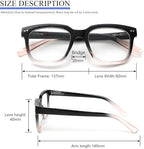 MMOWW Oversized Square Reading Glasses Fashion Cute Blue Light Blocking Computer Readers for Women 3 Pack