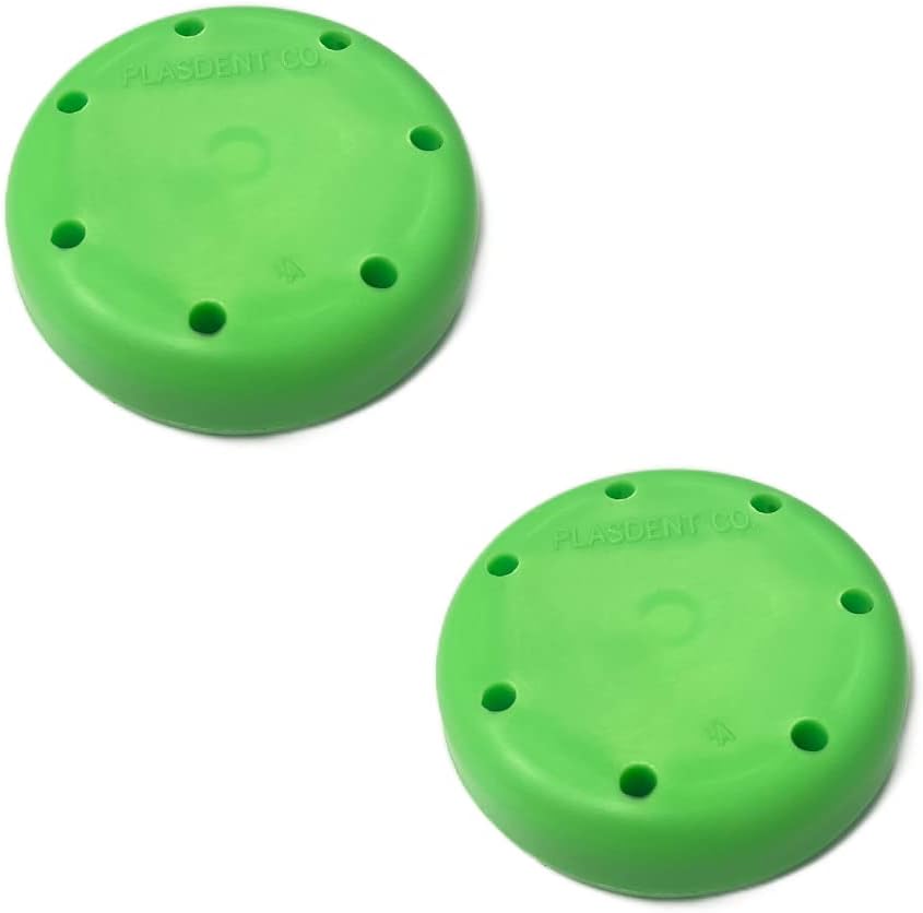 2/Pcs Dental Bur Block 7 Capacity for Burs Round Magnetic Autoclavable Dental Lab Bur Block Holder (Neon Green)