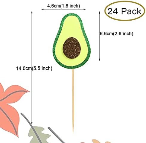 24 PCS Fruit Avocado Cupcake Toppers for Fiesta Fruit Happy Avocado Holy Guacamole Party Birthday Party Wedding Baby Shower Cake Dessert Decorations Supplies Picks