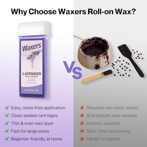 Roll on Wax, Lavender Waxing Roller Refill for Hair Removal Wax Cartridge Depilatory Roller Refill for Women Men 4 Pack